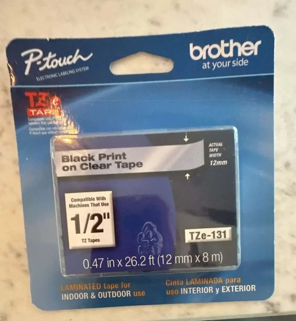 Brother P-Touch TZ Tape 12mm Black on White
